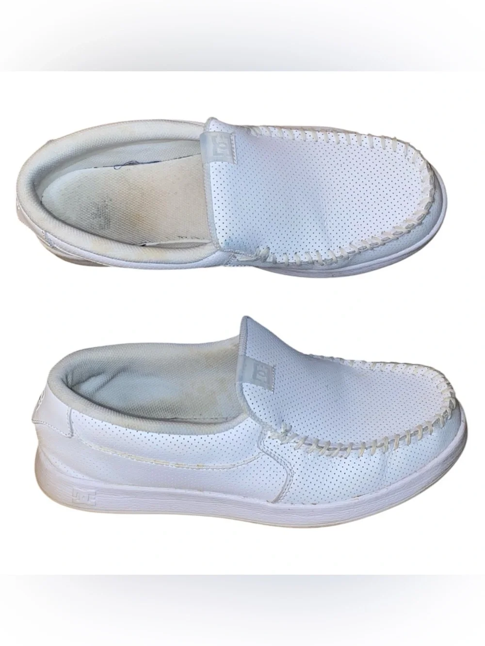 DC VILLIAN 2 Perforated Leather After Skate Slip On Casual Shoes White Size 10